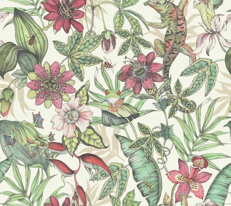 media image for sample rainforest wallpaper in white soft multi from the blooms second edition resource library 1 264