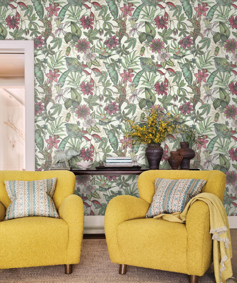 media image for Rainforest Wallpaper in White/Soft Multi from the Blooms Second Edition 295