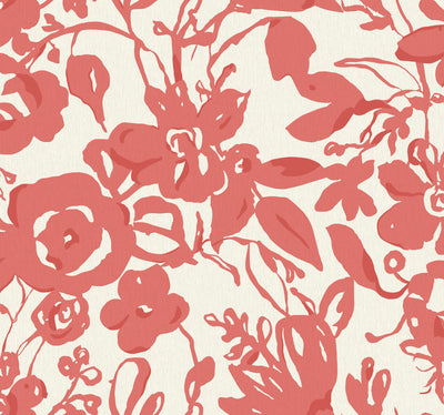 product image for Brushstroke Floral Wallpaper in Coral from the Blooms Second Edition 71