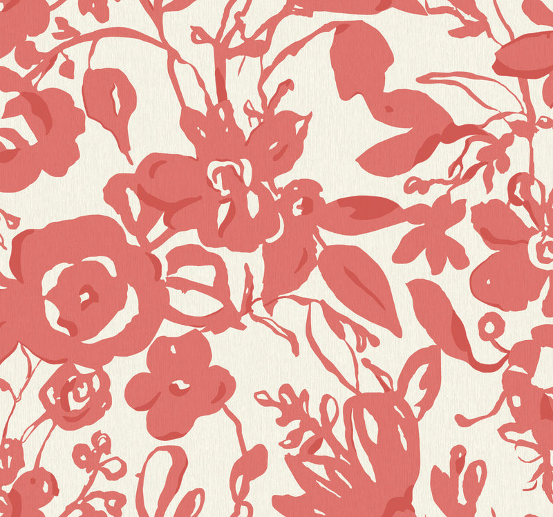 media image for Brushstroke Floral Wallpaper in Coral from the Blooms Second Edition 212