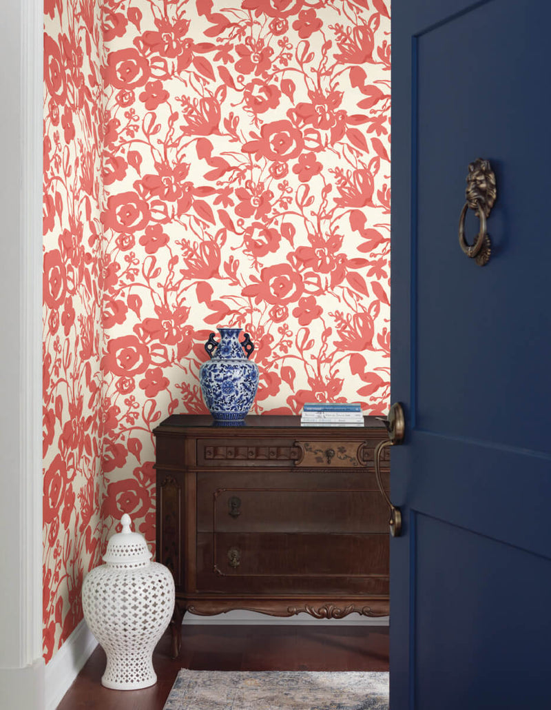 media image for Brushstroke Floral Wallpaper in Coral from the Blooms Second Edition 245