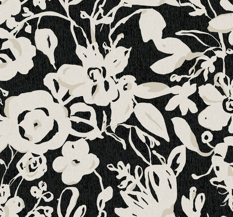 media image for Brushstroke Floral Wallpaper in Black from the Blooms Second Edition 215