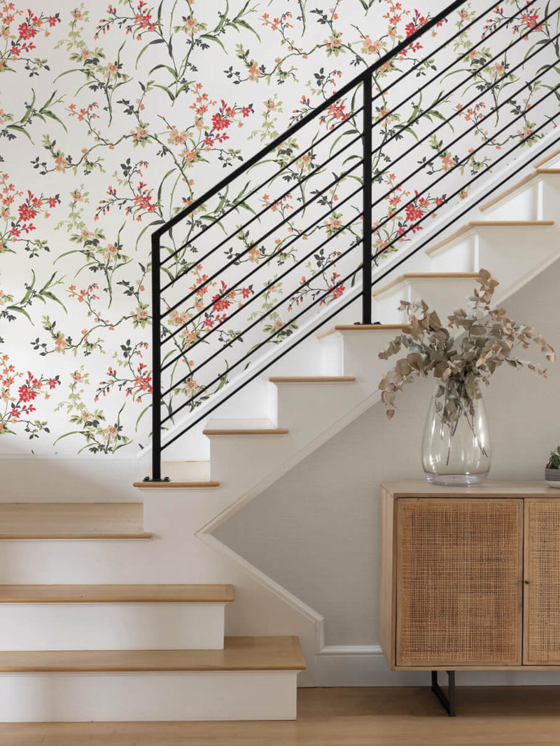 media image for Blossom Branches Wallpaper in White/Red from the Blooms Second Edition 283