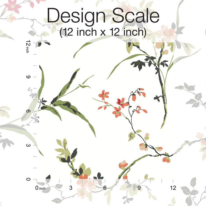 Shop Blossom Branches Wallpaper in White/Red from the Blooms Second