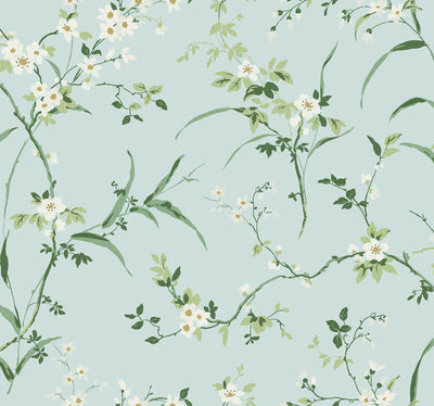 product image for Blossom Branches Wallpaper in Spa Blue from the Blooms Second Edition 49