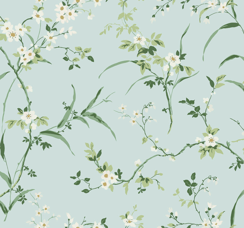 media image for Blossom Branches Wallpaper in Spa Blue from the Blooms Second Edition 231