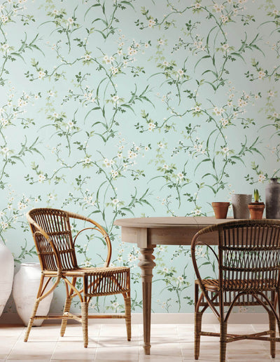 product image for Blossom Branches Wallpaper in Spa Blue from the Blooms Second Edition 25
