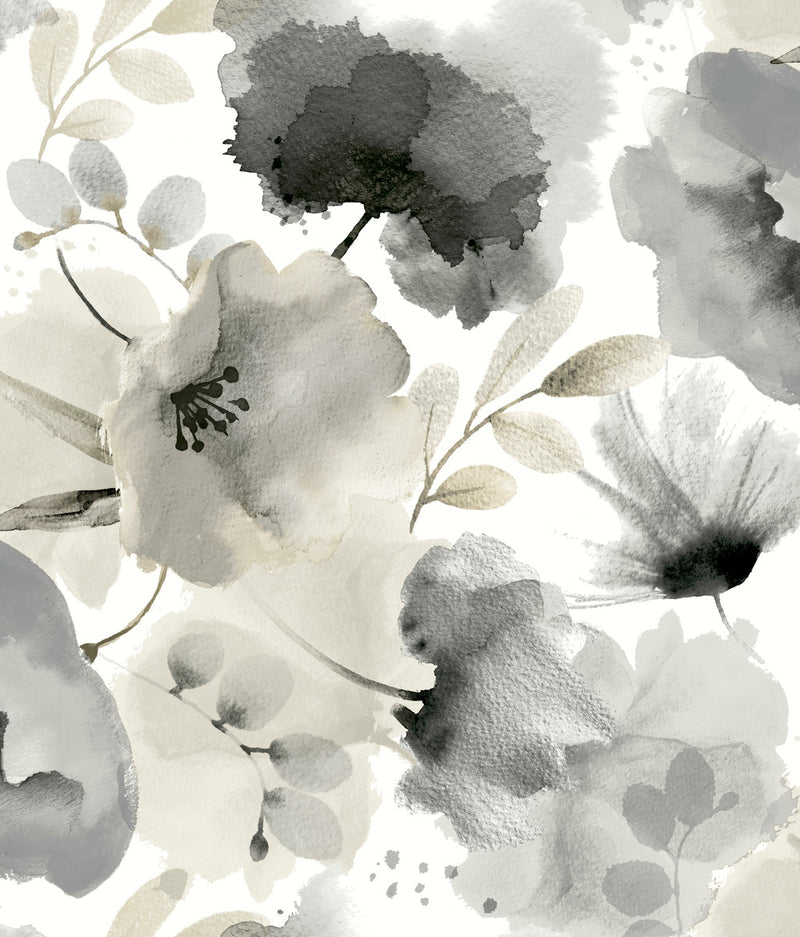 media image for Watercolor Bouquet Wallpaper in Charcoal from the Blooms Second Edition 23