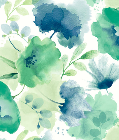 product image of sample watercolor bouquet wallpaper in blue green from the blooms second edition resource library 1 546