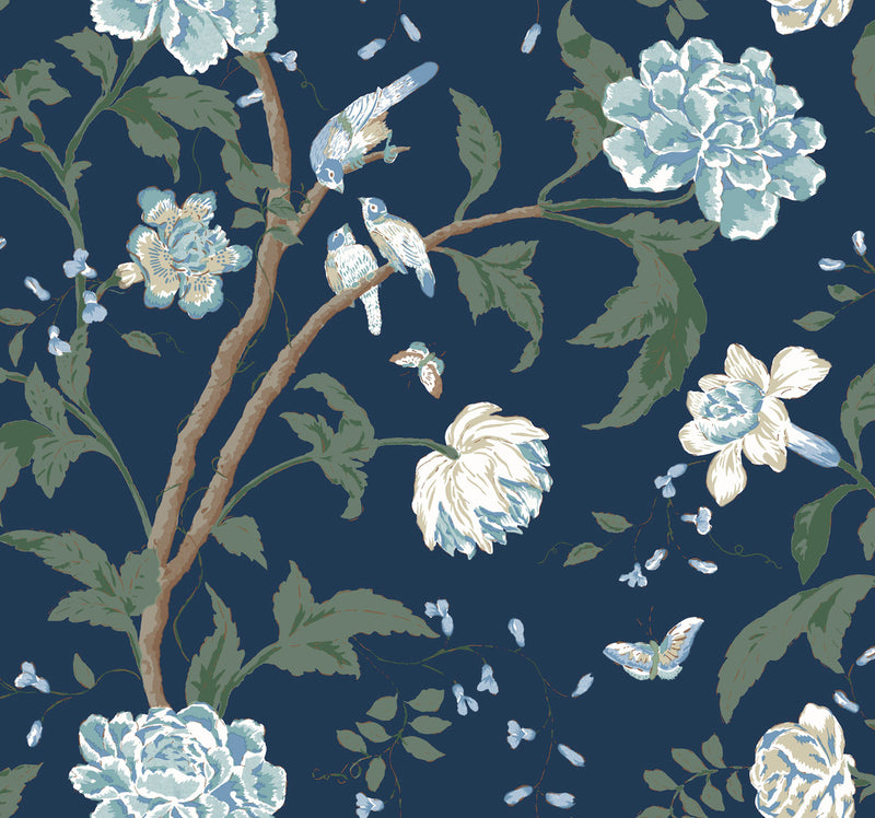 media image for Teahouse Floral Wallpaper in Navy from the Blooms Second Edition 227