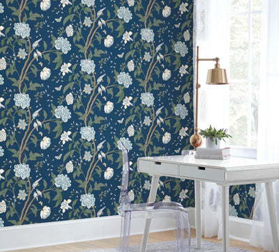 product image for Teahouse Floral Wallpaper in Navy from the Blooms Second Edition 55