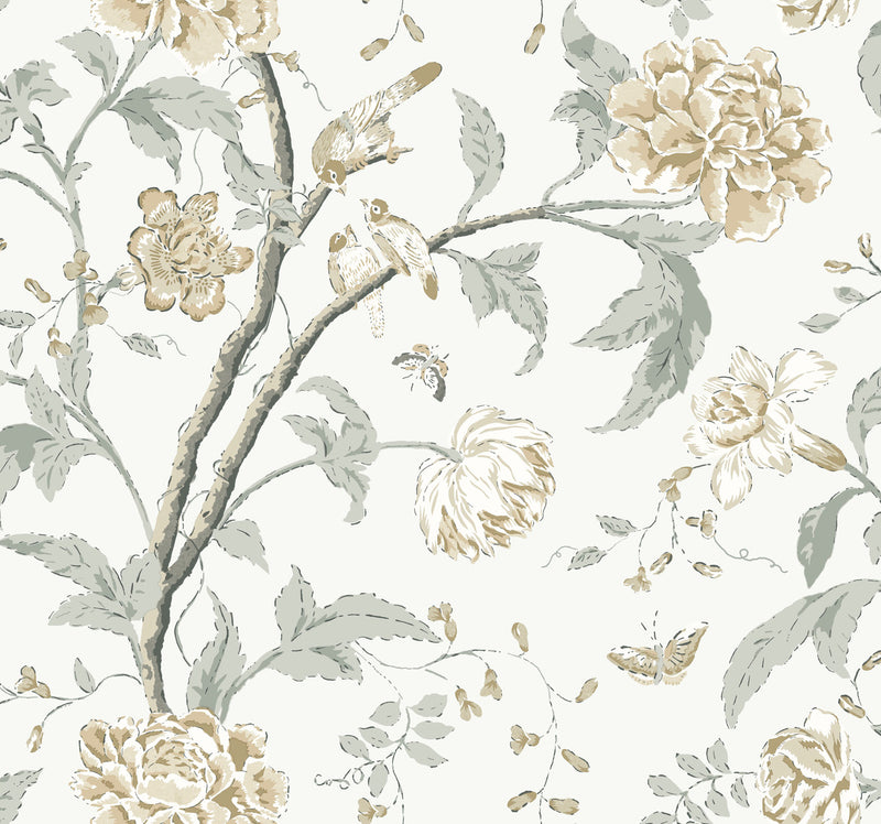 media image for Teahouse Floral Wallpaper in Neutral from the Blooms Second Edition 236