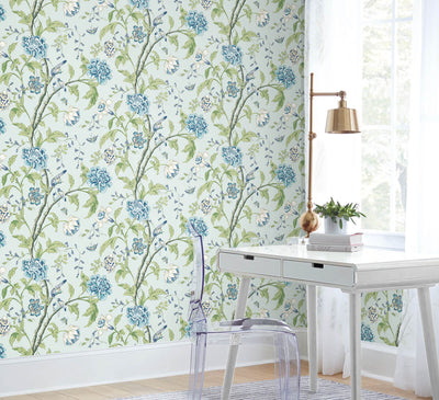 product image for Teahouse Floral Wallpaper in Light Blue from the Blooms Second Edition 56