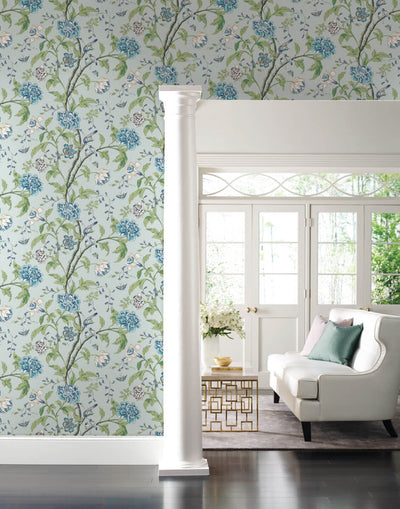 product image for Teahouse Floral Wallpaper in Light Blue from the Blooms Second Edition 39