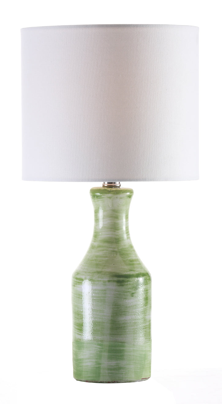 media image for Bungalow Table Lamp with Shade – Green & White Swirl UNO Socket design by Jamie Young 269