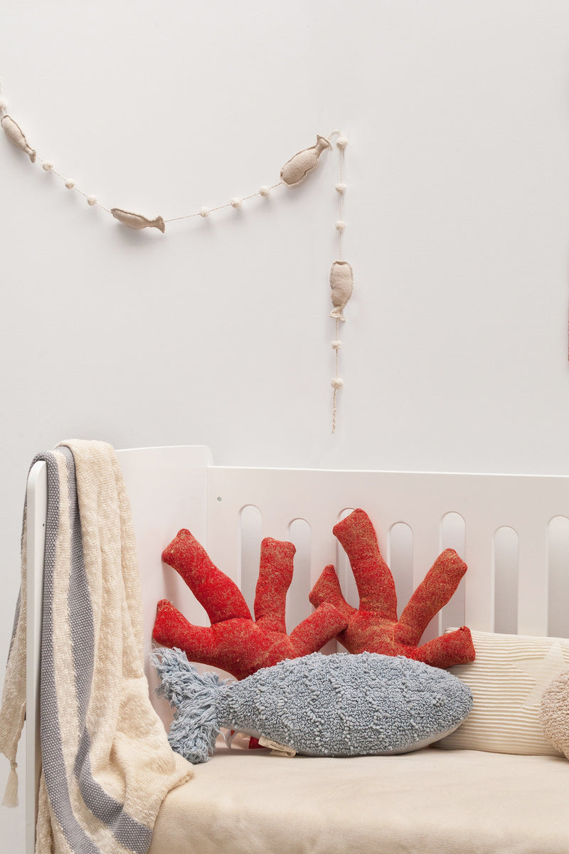 media image for knitted stripes blanket in natural grey design by lorena canals 12 255