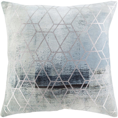 product image of Balliano BLN-005 Woven Square Pillow in Aqua & Metallic - Silver by Surya 517