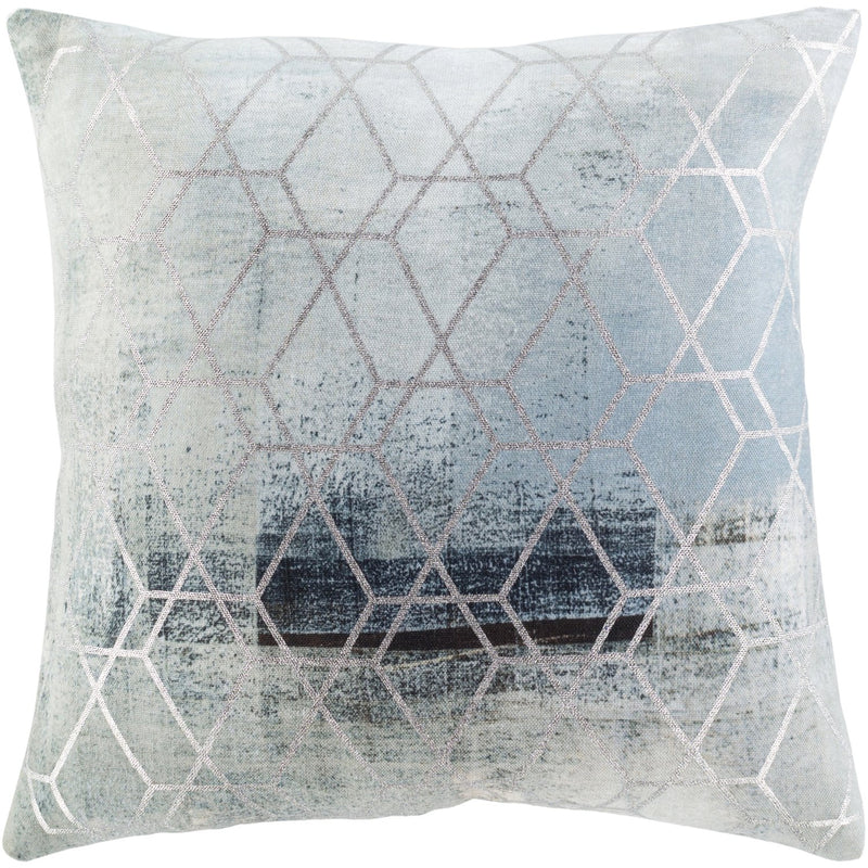 media image for Balliano BLN-005 Woven Square Pillow in Aqua & Metallic - Silver by Surya 239