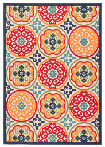 product image for Tela Indoor/ Outdoor Medallion Multicolor Area Rug 94