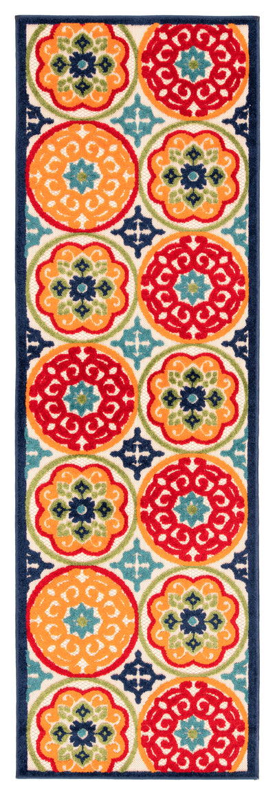 product image for Tela Indoor/ Outdoor Medallion Multicolor Area Rug 87