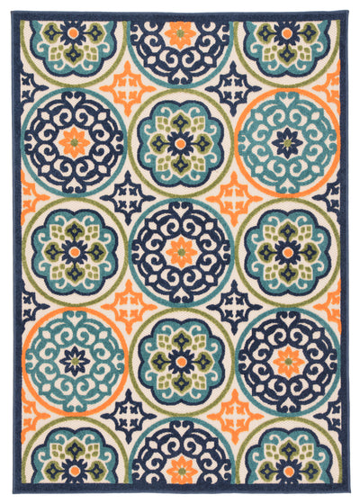 product image for Tela Indoor/ Outdoor Medallion Multicolor Area Rug 56