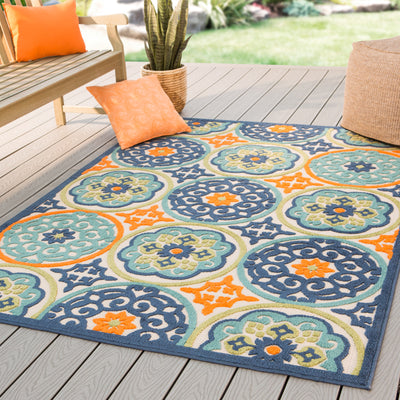 product image for Tela Indoor/ Outdoor Medallion Multicolor Area Rug 4