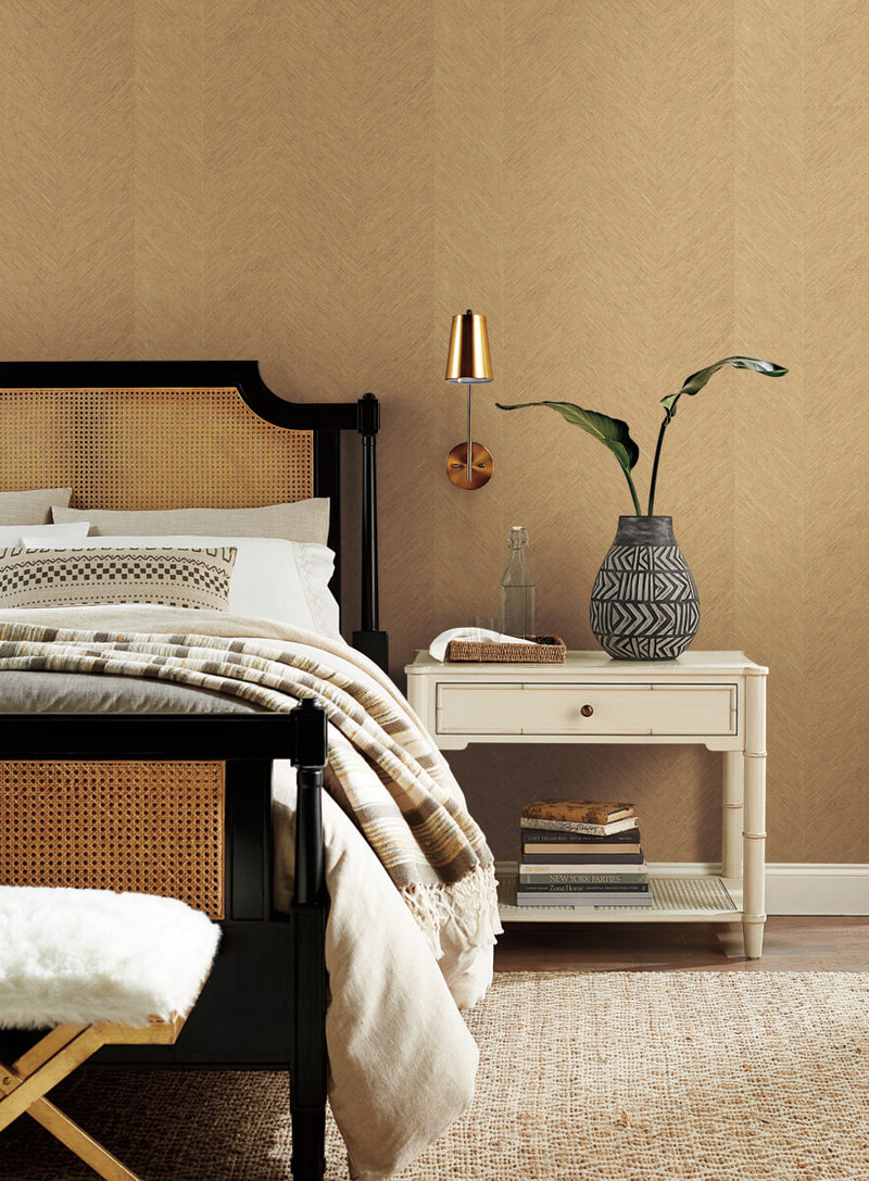 media image for Metallic Chevron Wallpaper in Beige from the Bohemian Luxe Collection by Antonina Vella 249