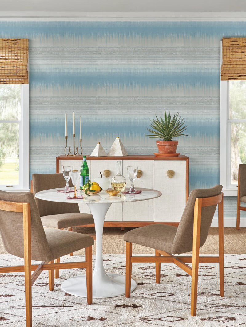 media image for Desert Textile Wallpaper in Blue from the Bohemian Luxe Collection by Antonina Vella 24