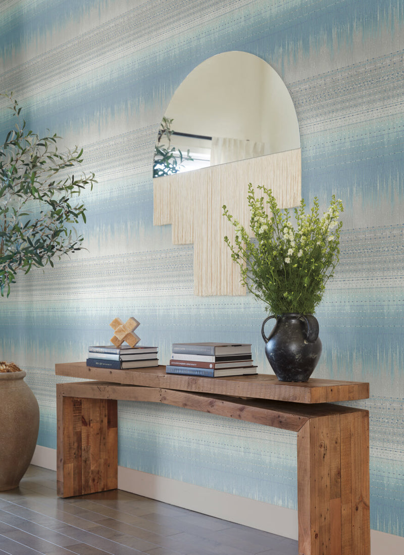 media image for Desert Textile Wallpaper in Blue from the Bohemian Luxe Collection by Antonina Vella 288