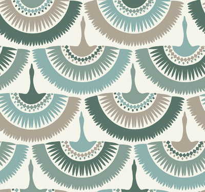 product image for Feather and Fringe Wallpaper in Green from the Bohemian Luxe Collection by Antonina Vella 49