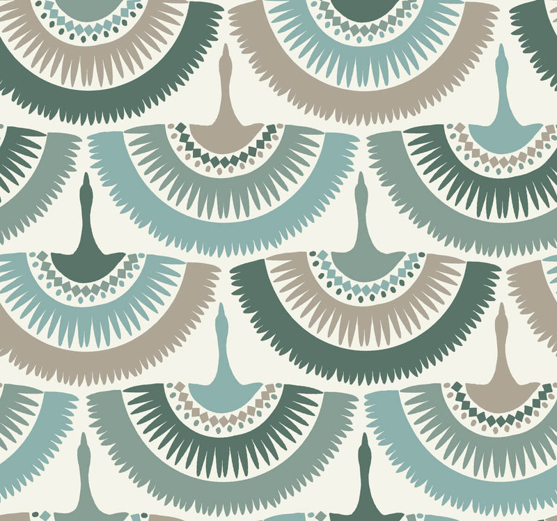 media image for Feather and Fringe Wallpaper in Green from the Bohemian Luxe Collection by Antonina Vella 28