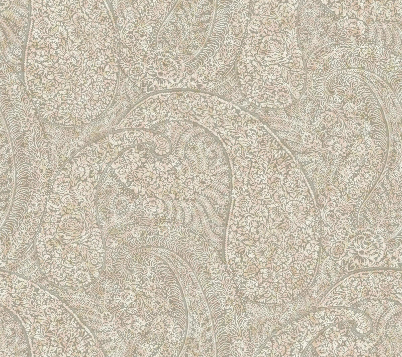 media image for Kashmir Dreams Paisley Wallpaper in Pink from the Bohemian Luxe Collection by Antonina Vella 297