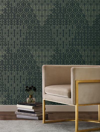product image for Modern Chandelier Wallpaper in Blue from the Bohemian Luxe Collection by Antonina Vella 25
