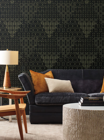 product image for Modern Chandelier Wallpaper in Black from the Bohemian Luxe Collection by Antonina Vella 70