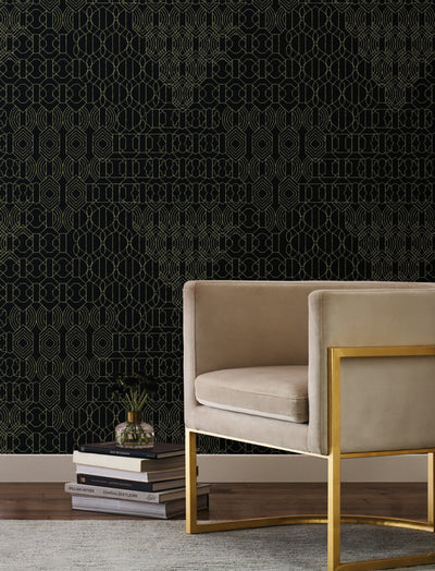 product image for Modern Chandelier Wallpaper in Black from the Bohemian Luxe Collection by Antonina Vella 77