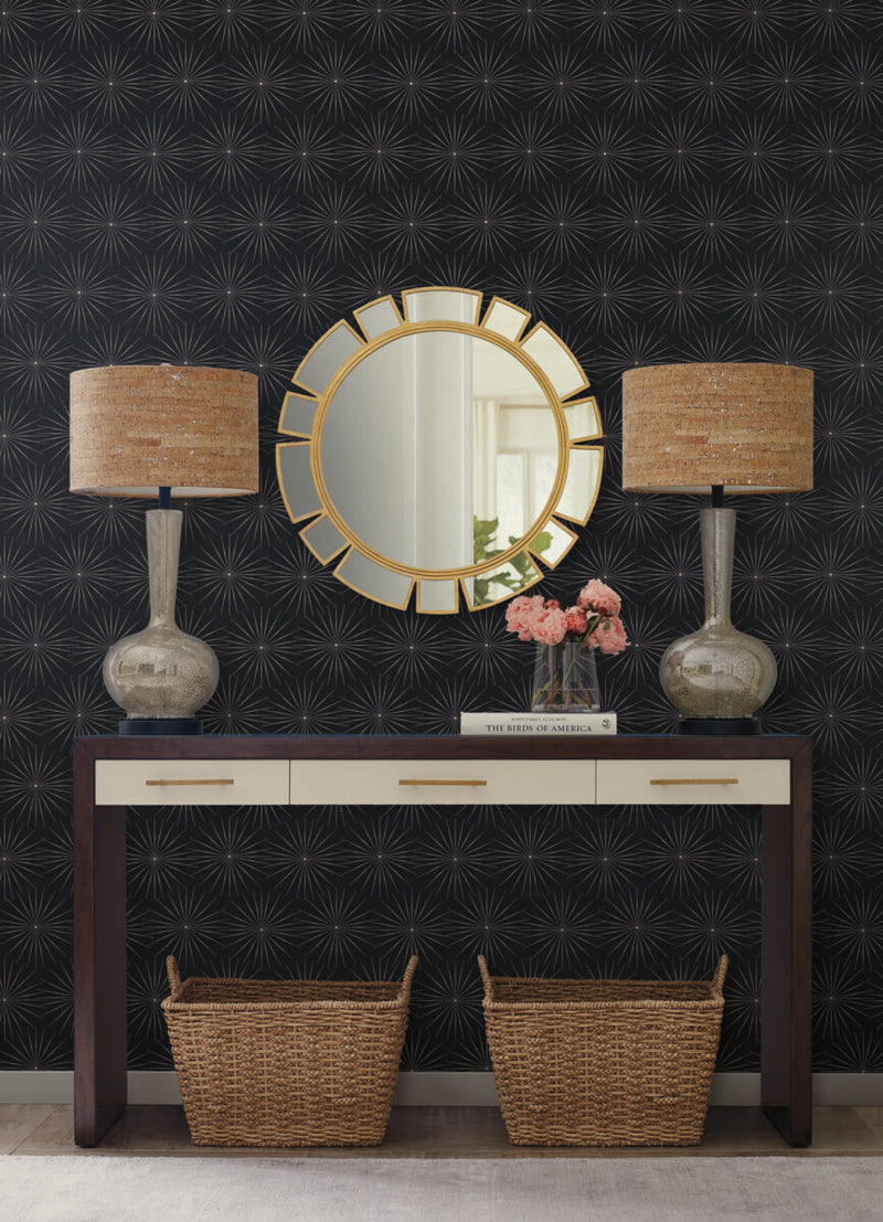media image for Starlight Wallpaper in Black/Gold from the Bohemian Luxe Collection by Antonina Vella 245