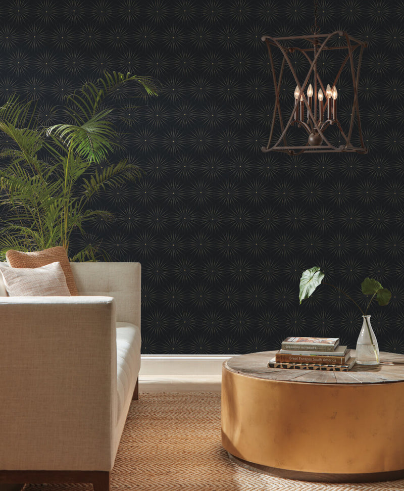 media image for Starlight Wallpaper in Black/Gold from the Bohemian Luxe Collection by Antonina Vella 220