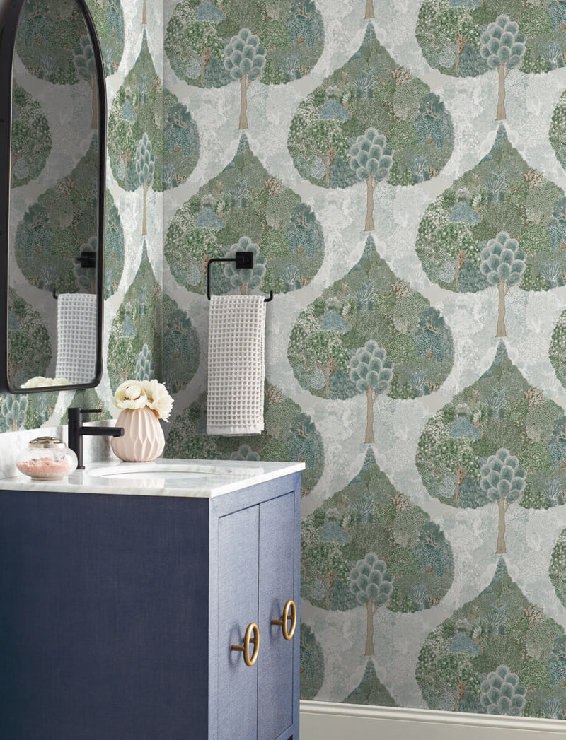 media image for Mystic Forest Wallpaper in Green/Teal from the Bohemian Luxe Collection by Antonina Vella 211