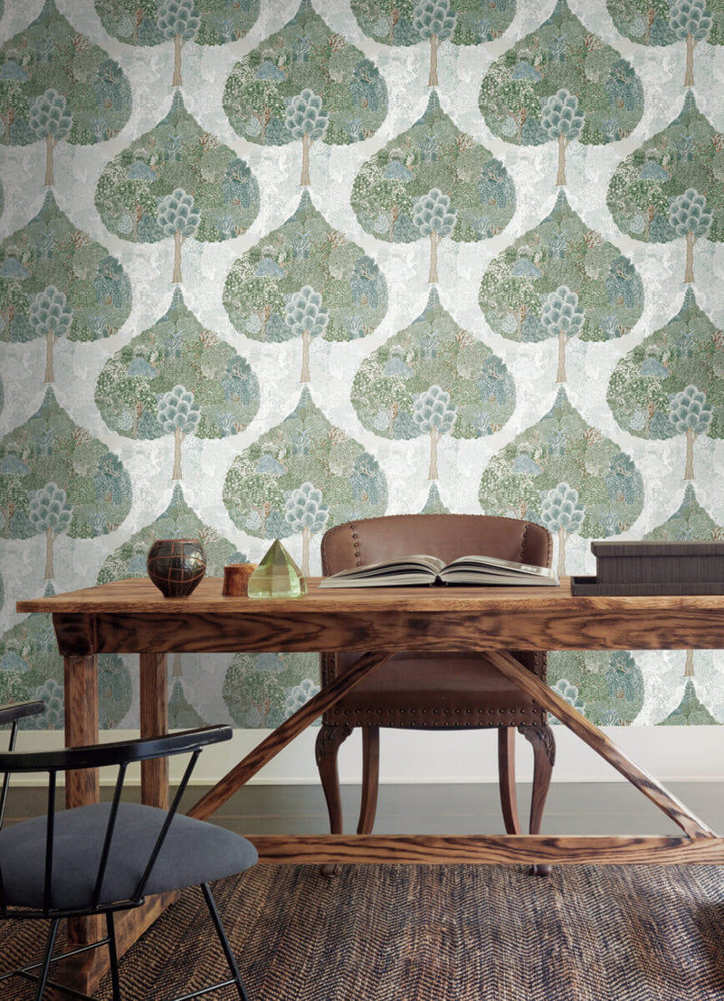media image for Mystic Forest Wallpaper in Green/Teal from the Bohemian Luxe Collection by Antonina Vella 246