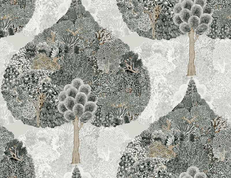 media image for Mystic Forest Wallpaper in Black from the Bohemian Luxe Collection by Antonina Vella 28