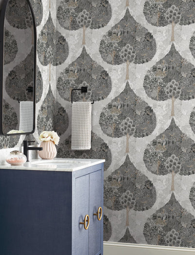 product image for Mystic Forest Wallpaper in Black from the Bohemian Luxe Collection by Antonina Vella 46