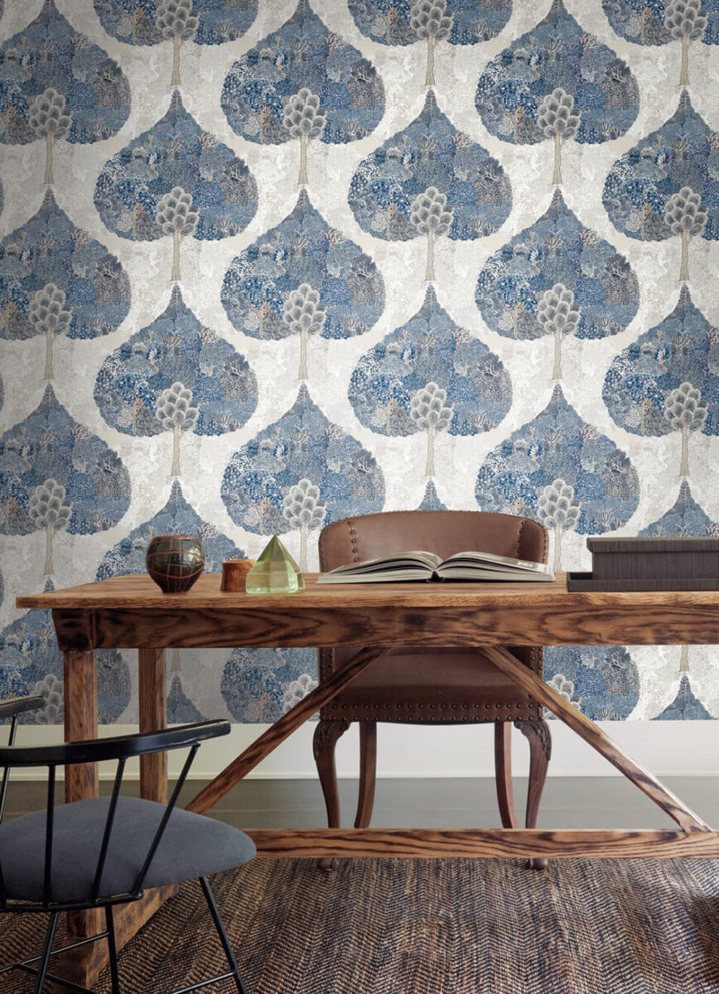 media image for Mystic Forest Wallpaper in Blue from the Bohemian Luxe Collection by Antonina Vella 23