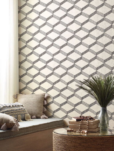 product image for Palisades Paperweave Wallpaper in Beige/Black from the Bohemian Luxe Collection by Antonina Vella 71