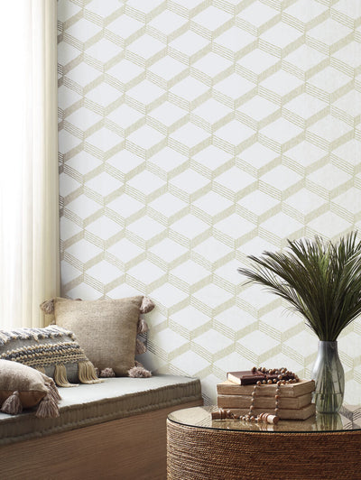 product image for Palisades Paperweave Wallpaper in Beige/White from the Bohemian Luxe Collection by Antonina Vella 4