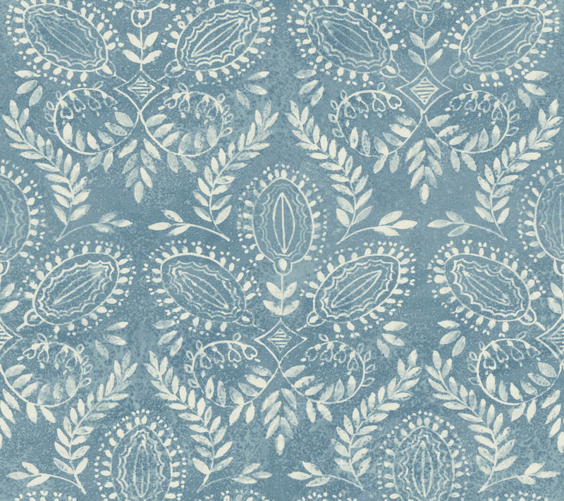 media image for Laurel Damask Wallpaper in Blue from the Bohemian Luxe Collection by Antonina Vella 239