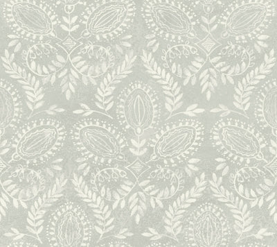 product image for Laurel Damask Wallpaper in Grey from the Bohemian Luxe Collection by Antonina Vella 4