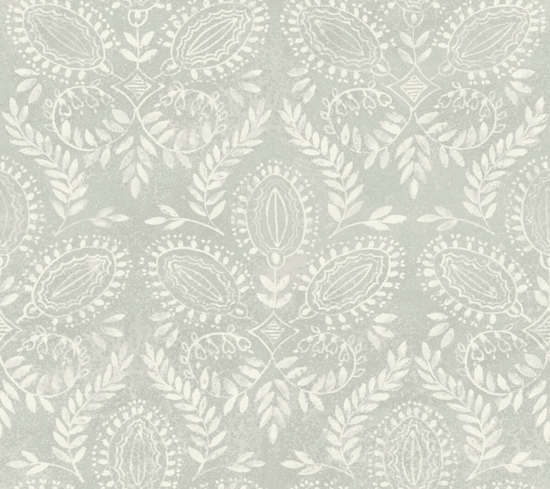 media image for Laurel Damask Wallpaper in Grey from the Bohemian Luxe Collection by Antonina Vella 218