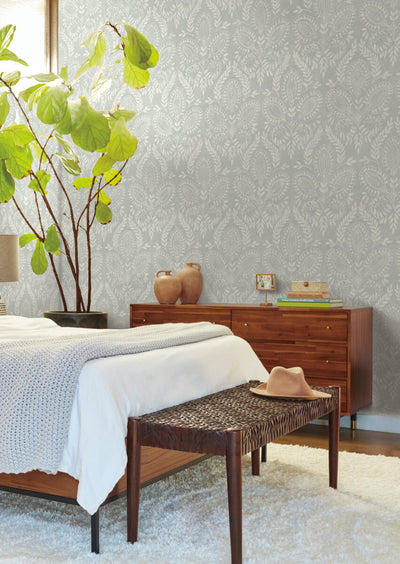 product image for Laurel Damask Wallpaper in Grey from the Bohemian Luxe Collection by Antonina Vella 91