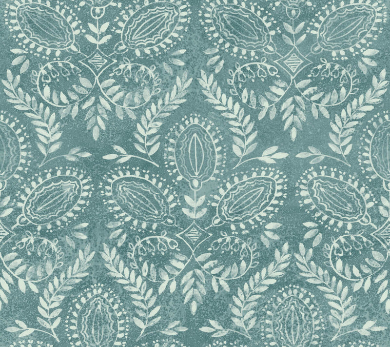 media image for Laurel Damask Wallpaper in Teal from the Bohemian Luxe Collection by Antonina Vella 264