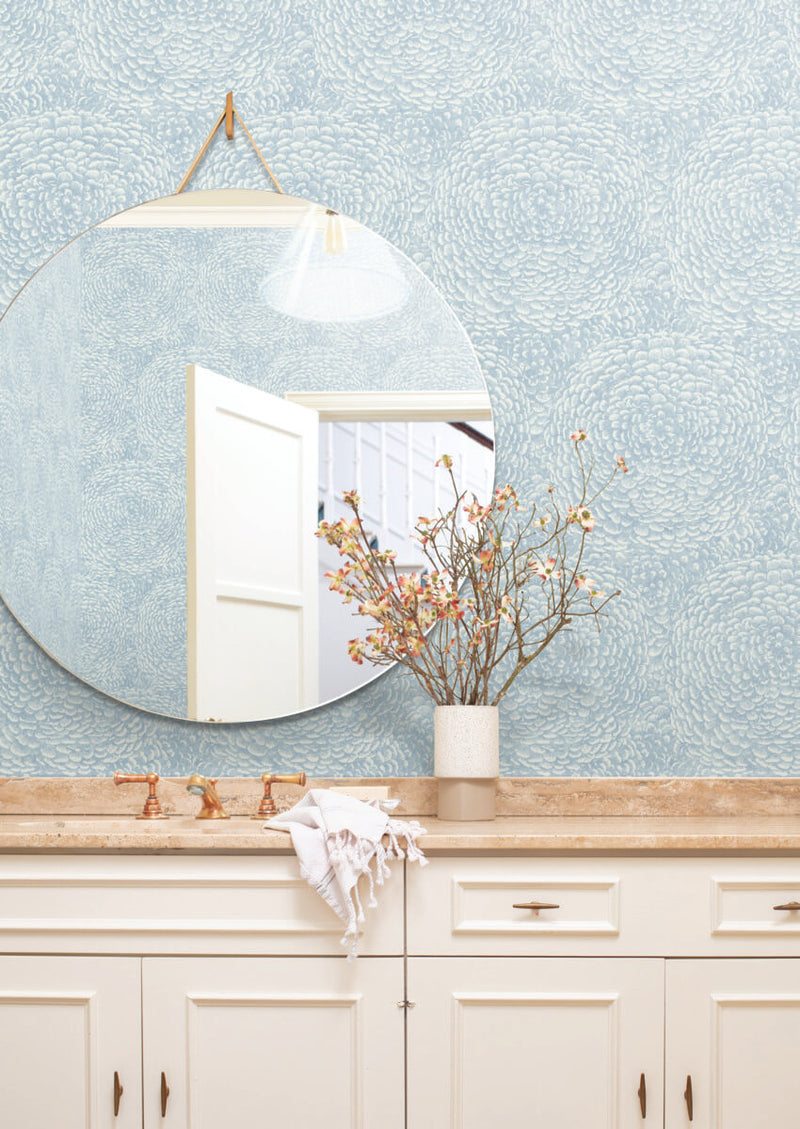 media image for Floret Wallpaper in Blue from the Bohemian Luxe Collection by Antonina Vella 296